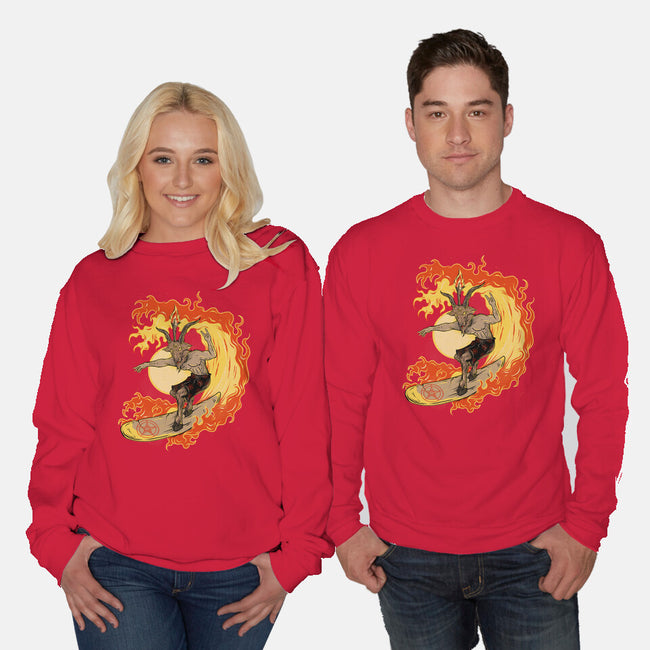 Surfing With The Devil-Unisex-Crew Neck-Sweatshirt-Green Devil