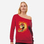 Surfing With The Devil-Womens-Off Shoulder-Sweatshirt-Green Devil