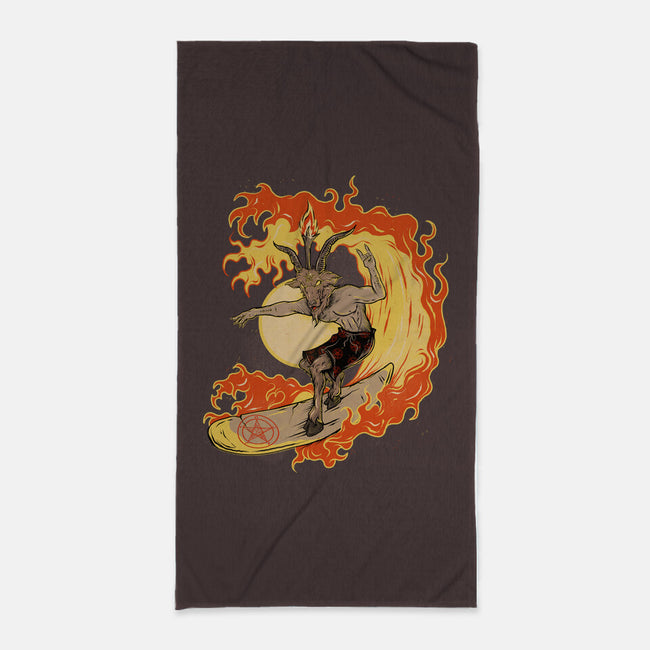 Surfing With The Devil-None-Beach-Towel-Green Devil