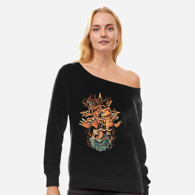 Digital Dino Evolution-Womens-Off Shoulder-Sweatshirt-Arigatees