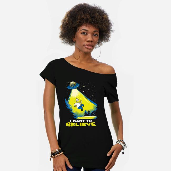 I Want To Believe-Womens-Off Shoulder-Tee-dalethesk8er