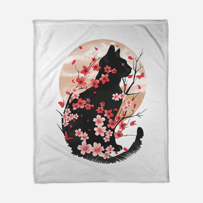 Black Sakura-None-Fleece-Blanket-dandingeroz