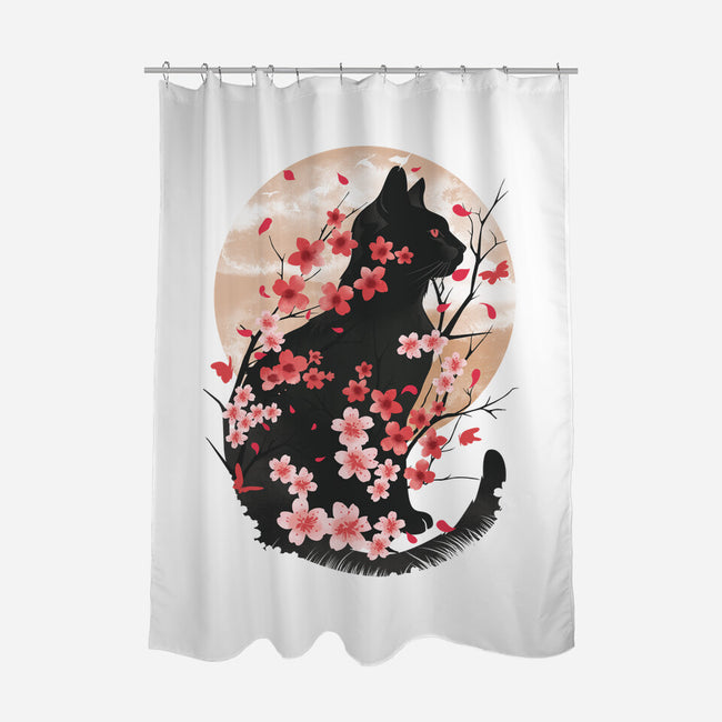 Black Sakura-None-Polyester-Shower Curtain-dandingeroz