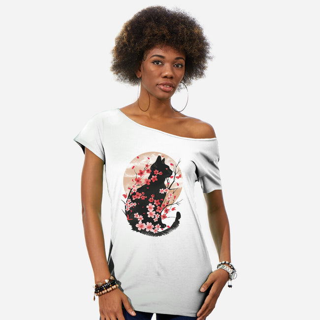 Black Sakura-Womens-Off Shoulder-Tee-dandingeroz