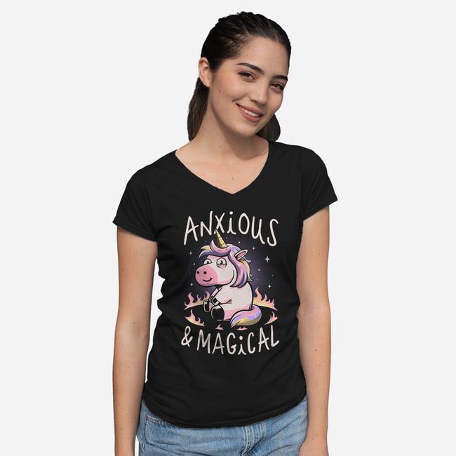 Anxious But Magical-Womens-V-Neck-Tee-koalastudio