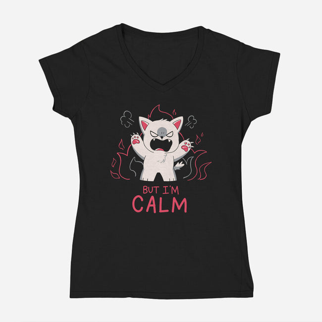 But I'm Calm-Womens-V-Neck-Tee-yumie