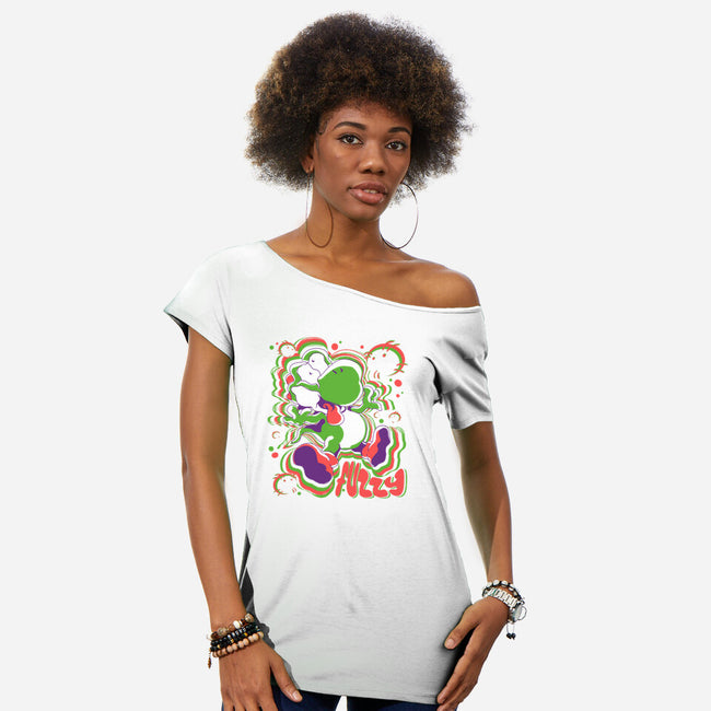 Fuzzy Dino-Womens-Off Shoulder-Tee-estudiofitas