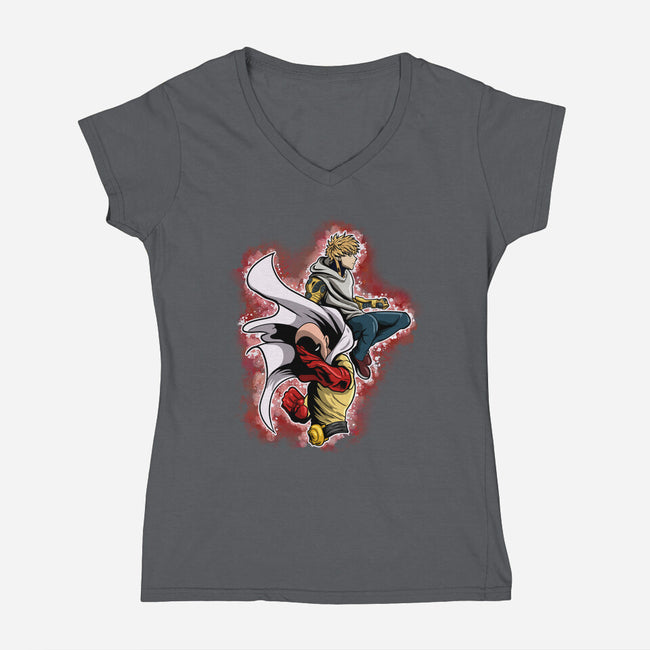 Two Heroes And One Punch-Womens-V-Neck-Tee-nickzzarto