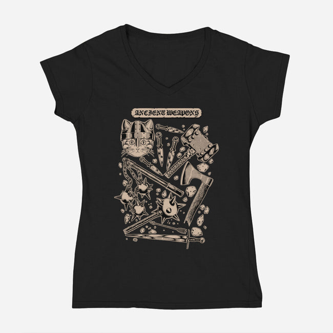 Ancient Weapons-Womens-V-Neck-Tee-Hafaell