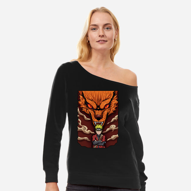 Power Of Kyubi-Womens-Off Shoulder-Sweatshirt-nickzzarto