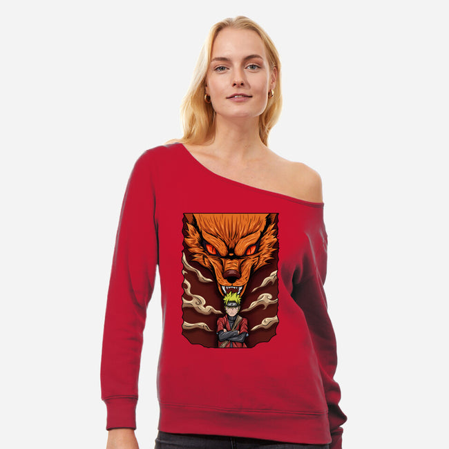 Power Of Kyubi-Womens-Off Shoulder-Sweatshirt-nickzzarto