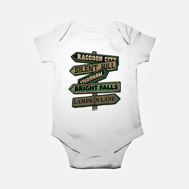 Spooky Towns-Baby-Basic-Onesie-glitchygorilla