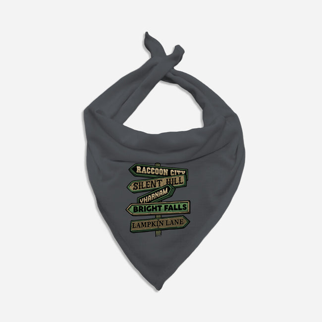 Spooky Towns-Dog-Bandana-Pet Collar-glitchygorilla