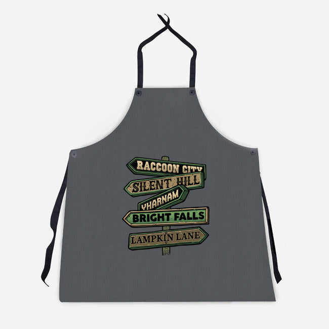 Spooky Towns-Unisex-Kitchen-Apron-glitchygorilla