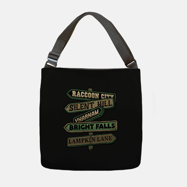 Spooky Towns-None-Adjustable Tote-Bag-glitchygorilla