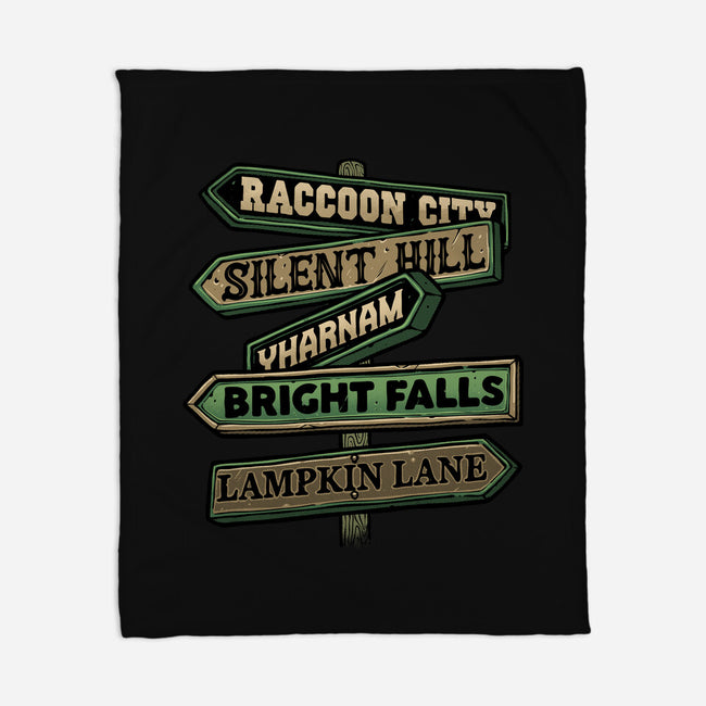 Spooky Towns-None-Fleece-Blanket-glitchygorilla