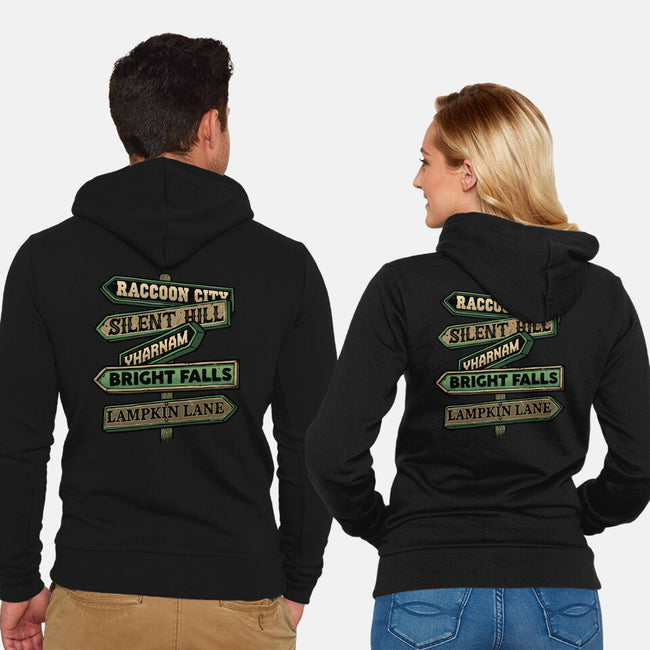 Spooky Towns-Unisex-Zip-Up-Sweatshirt-glitchygorilla