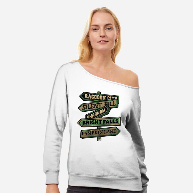 Spooky Towns-Womens-Off Shoulder-Sweatshirt-glitchygorilla