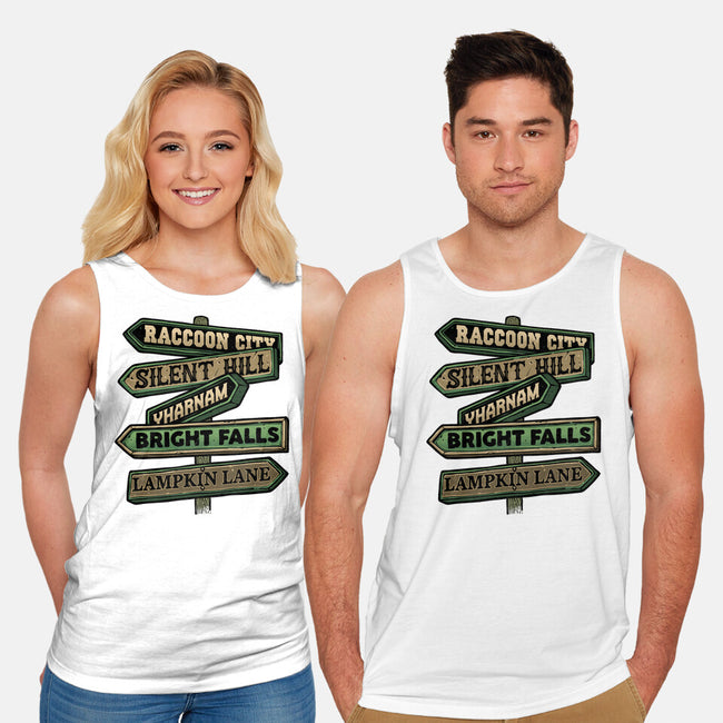 Spooky Towns-Unisex-Basic-Tank-glitchygorilla