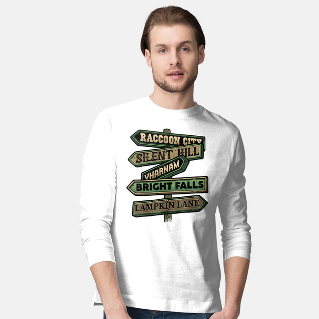 Spooky Towns-Mens-Long Sleeved-Tee-glitchygorilla