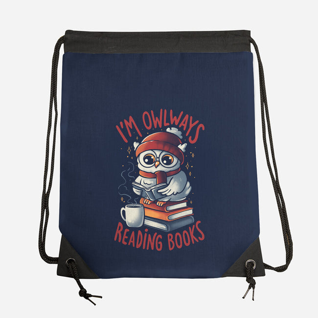 Owlways Reading Books-None-Drawstring-Bag-eduely