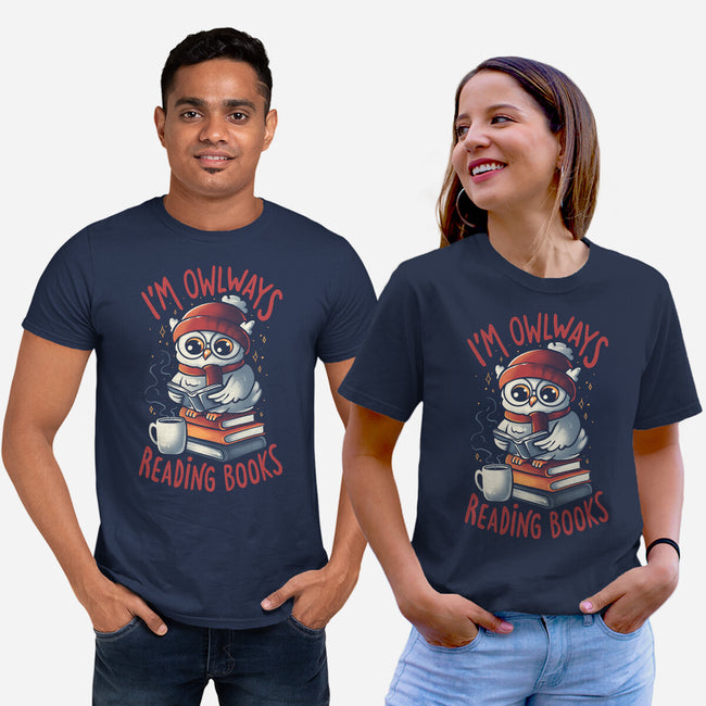 Owlways Reading Books-Unisex-Basic-Tee-eduely