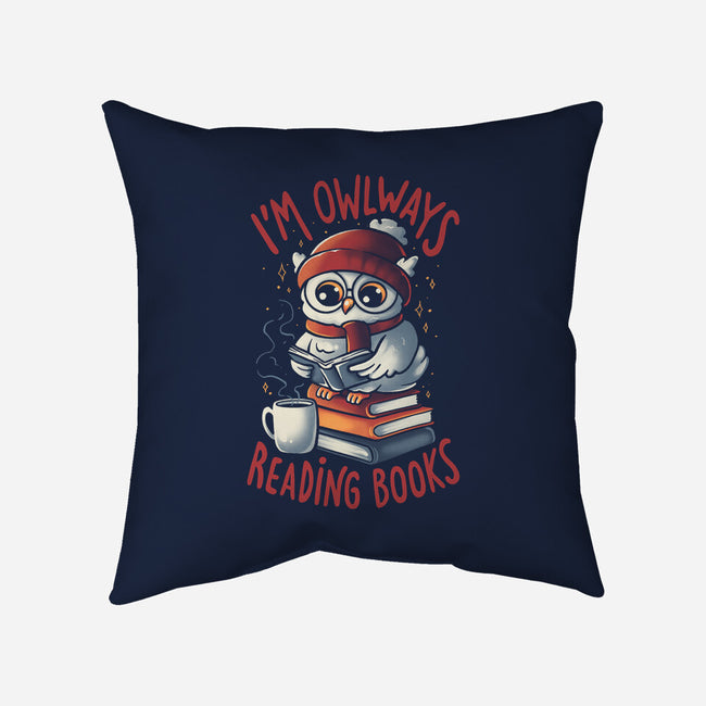 Owlways Reading Books-None-Removable Cover w Insert-Throw Pillow-eduely