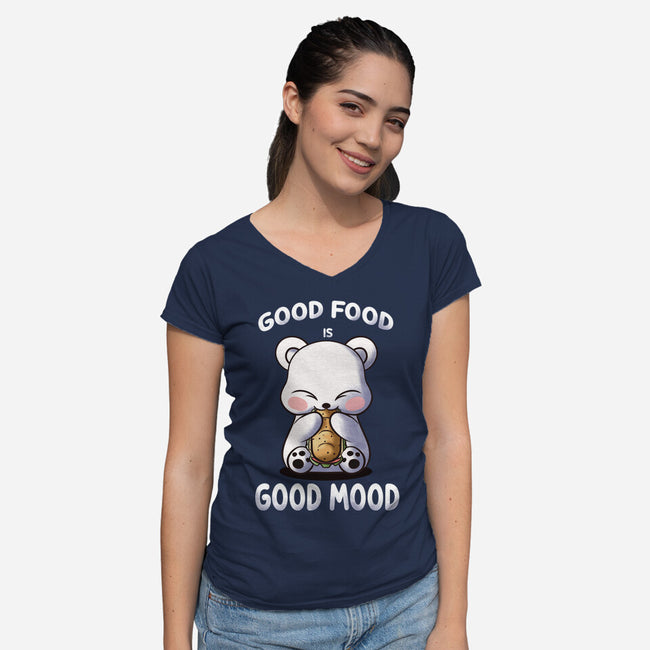 Good Food Is Good Mood-Womens-V-Neck-Tee-fanfabio