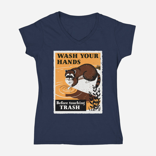 Wash Your Hands-Womens-V-Neck-Tee-Boggs Nicolas