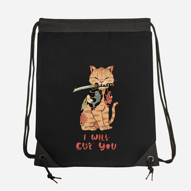 Fierce Tattooed Cat Meowster-None-Drawstring-Bag-vp021