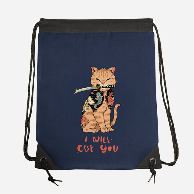 Fierce Tattooed Cat Meowster-None-Drawstring-Bag-vp021