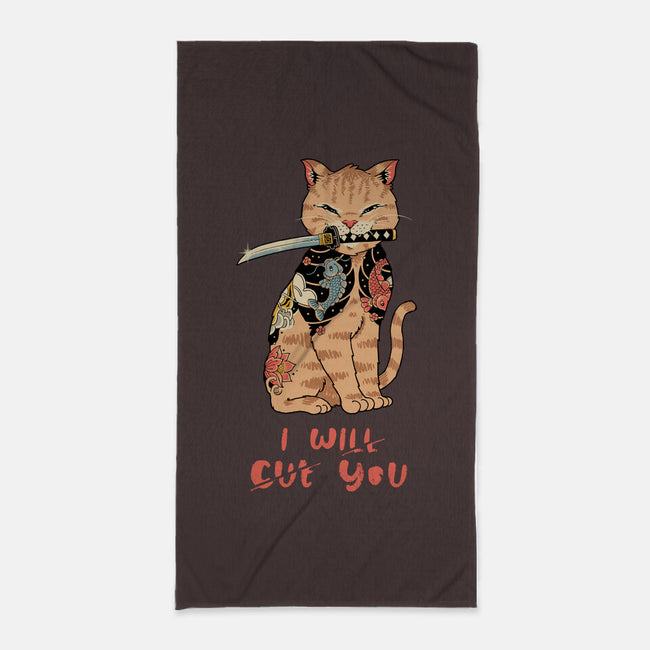 Fierce Tattooed Cat Meowster-None-Beach-Towel-vp021