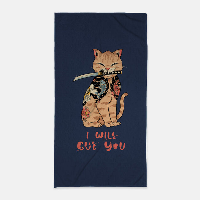 Fierce Tattooed Cat Meowster-None-Beach-Towel-vp021