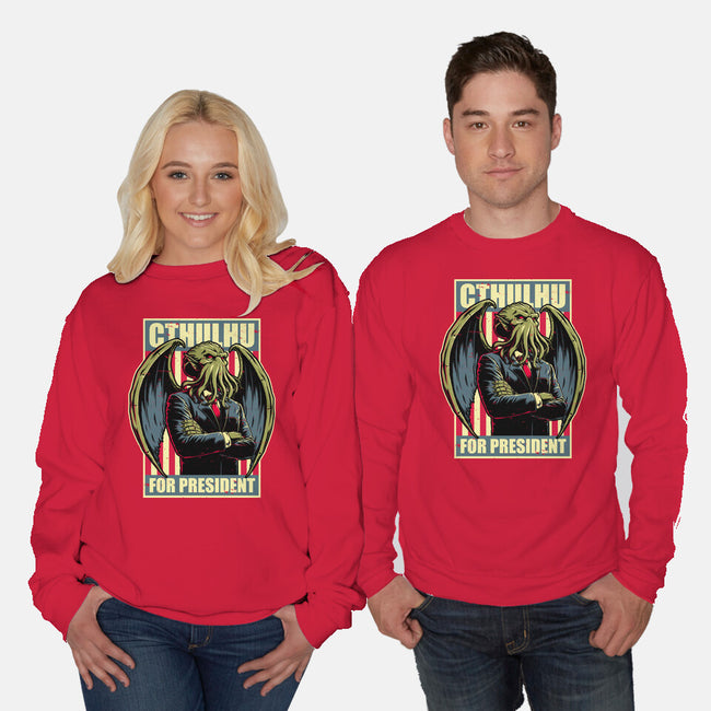 Cthulhu For President-Unisex-Crew Neck-Sweatshirt-Studio Mootant