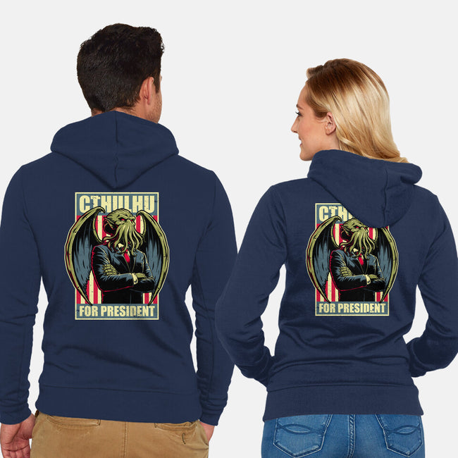 Cthulhu For President-Unisex-Zip-Up-Sweatshirt-Studio Mootant