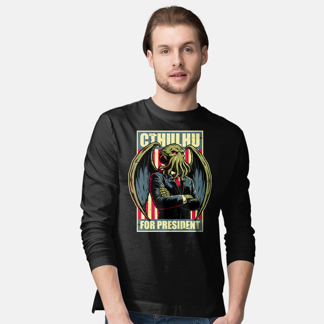 Cthulhu For President-Mens-Long Sleeved-Tee-Studio Mootant