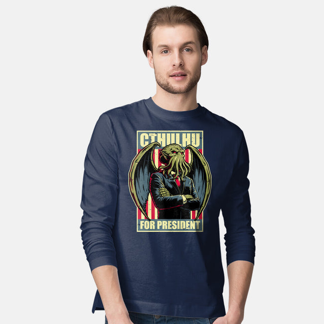 Cthulhu For President-Mens-Long Sleeved-Tee-Studio Mootant