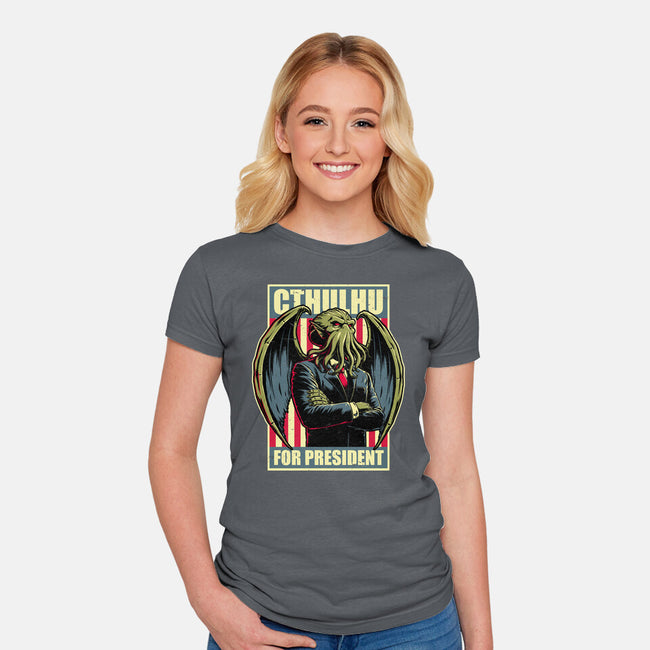 Cthulhu For President-Womens-Fitted-Tee-Studio Mootant