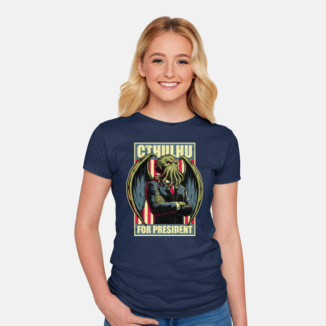 Cthulhu For President-Womens-Fitted-Tee-Studio Mootant