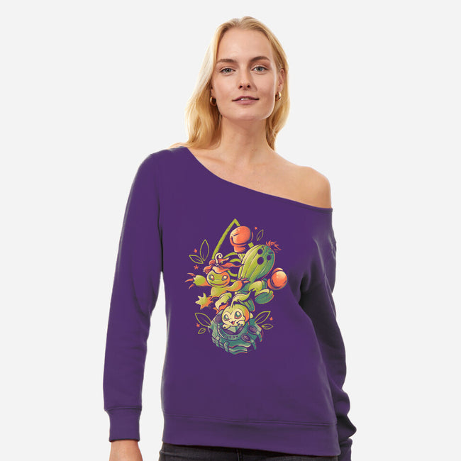 Digital Cactus Evolution-Womens-Off Shoulder-Sweatshirt-Arigatees