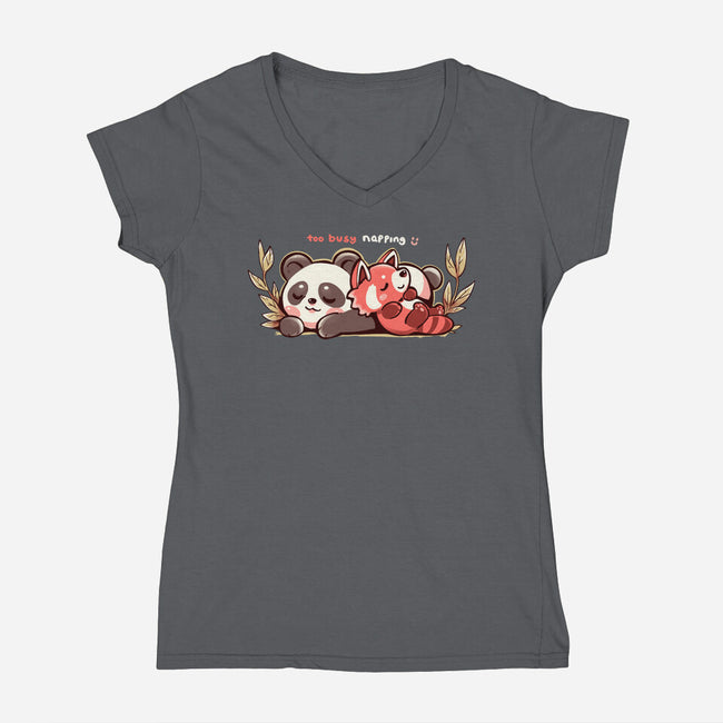 Too Busy Napping-Womens-V-Neck-Tee-TechraNova