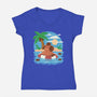 Summer Capybara-Womens-V-Neck-Tee-TechraNova