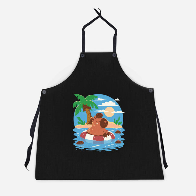 Summer Capybara-Unisex-Kitchen-Apron-TechraNova