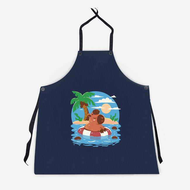 Summer Capybara-Unisex-Kitchen-Apron-TechraNova