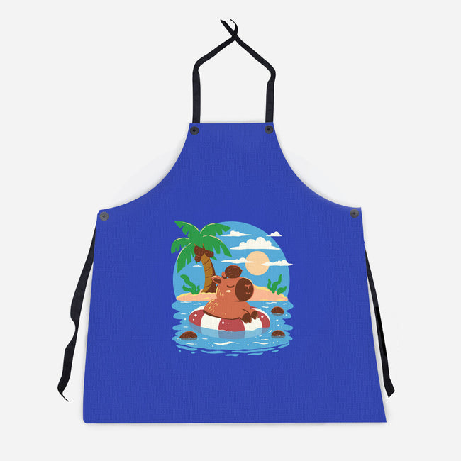 Summer Capybara-Unisex-Kitchen-Apron-TechraNova