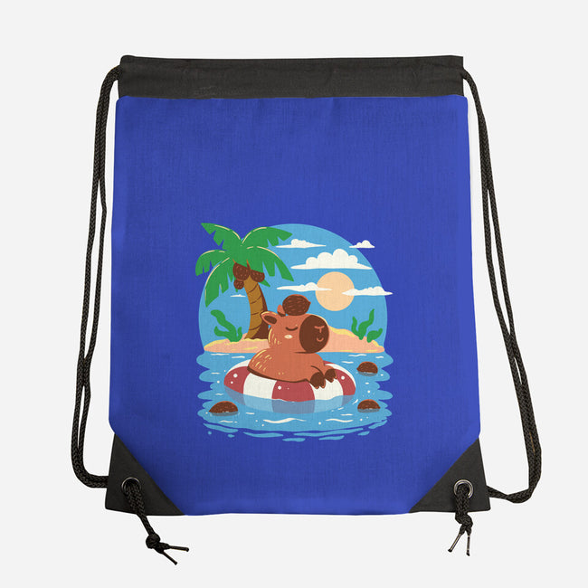 Summer Capybara-None-Drawstring-Bag-TechraNova