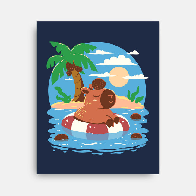 Summer Capybara-None-Stretched-Canvas-TechraNova