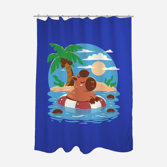 Summer Capybara-None-Polyester-Shower Curtain-TechraNova