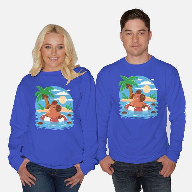 Summer Capybara-Unisex-Crew Neck-Sweatshirt-TechraNova