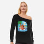 Summer Capybara-Womens-Off Shoulder-Sweatshirt-TechraNova